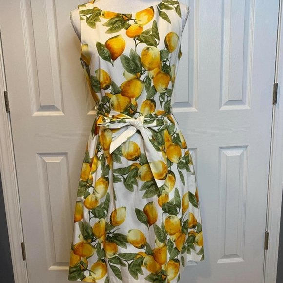 COPY - NWT Ann Klein Lemon Print Tie Waist Dress - Picture 1 of 4